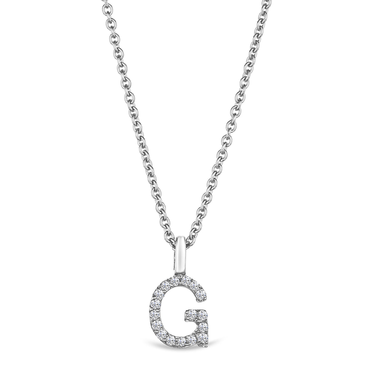 Love Letter Initial G Lab Diamond Necklace set in 9K White Gold