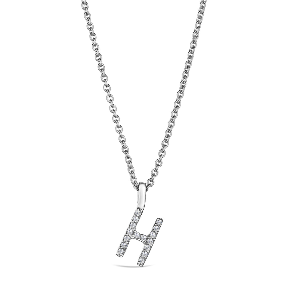 Love Letter Initial H Lab Diamond Necklace set in 9K White Gold