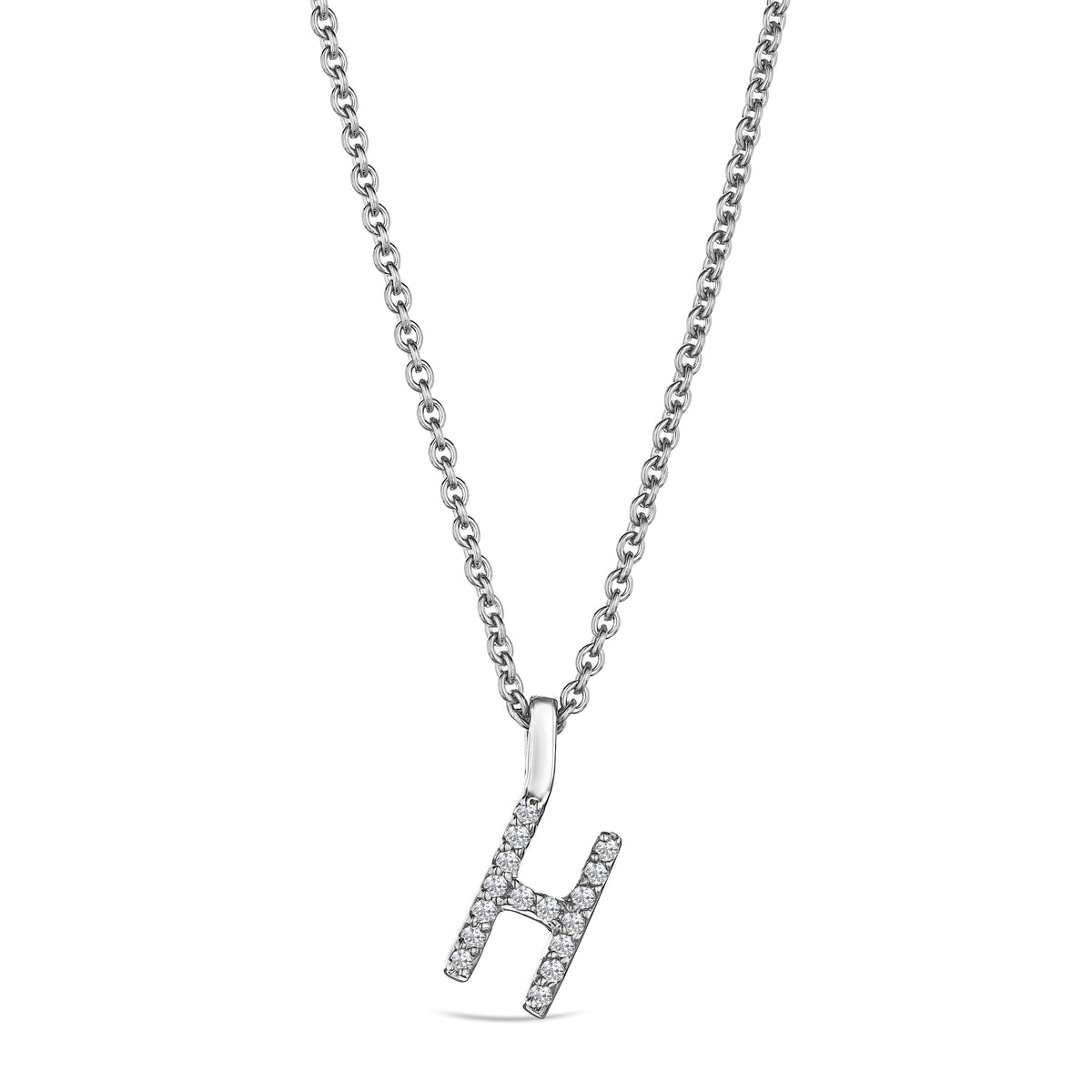 Love Letter Initial H Lab Diamond Necklace set in 9K White Gold