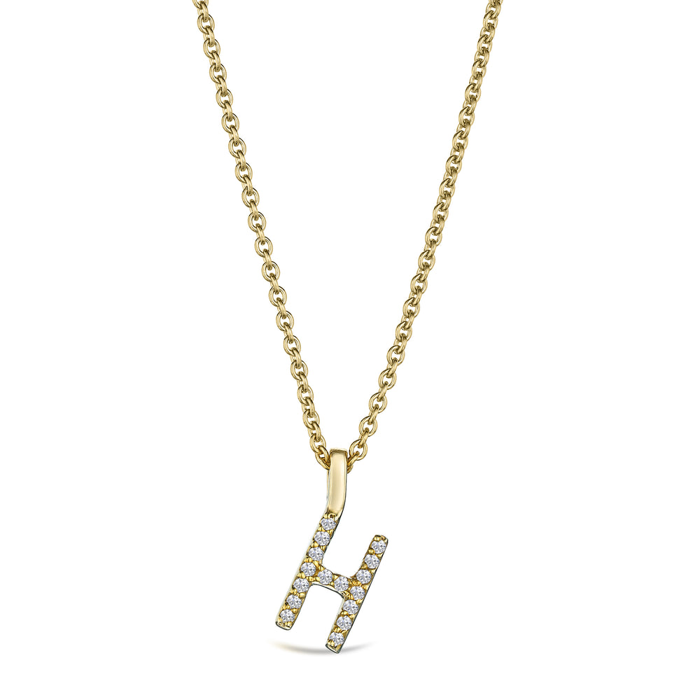 Love Letter Initial H Lab Diamond Necklace set in 9K Yellow Gold