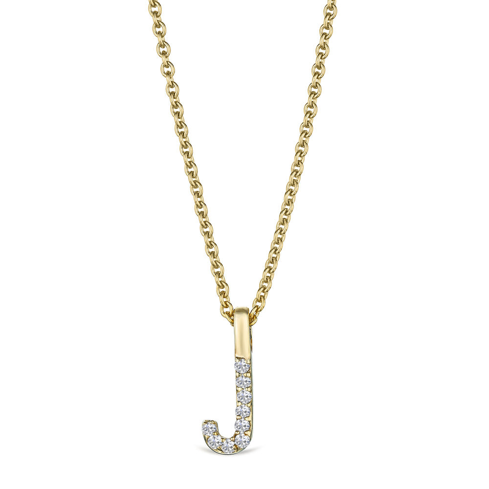 Love Letter Initial J Lab Diamond Necklace set in 9K Yellow Gold