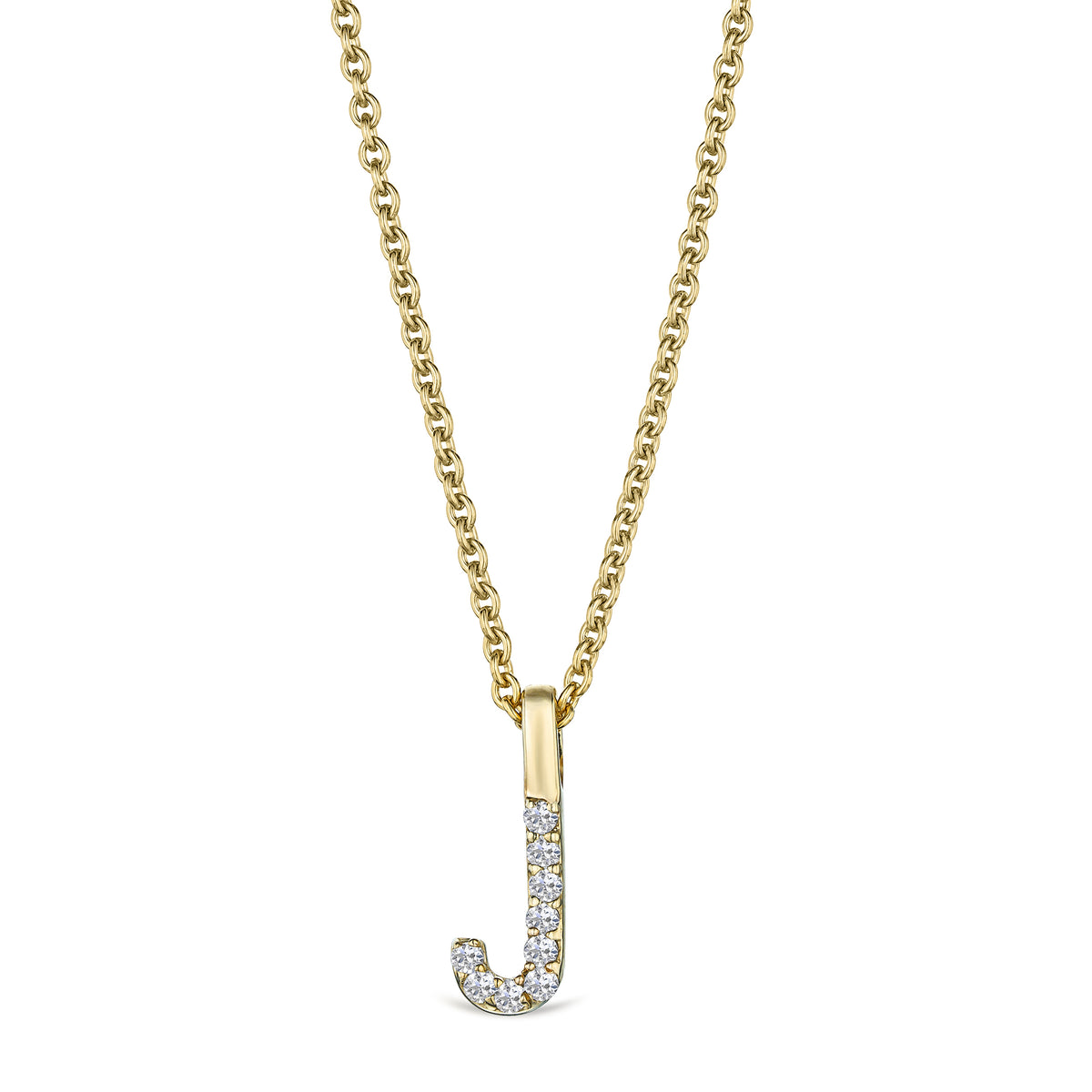 Love Letter Initial J Lab Diamond Necklace set in 9K Yellow Gold