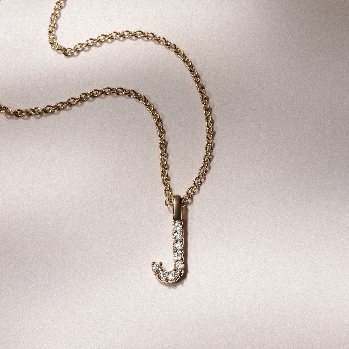 Love Letter Initial J Lab Diamond Necklace set in 9K Yellow Gold