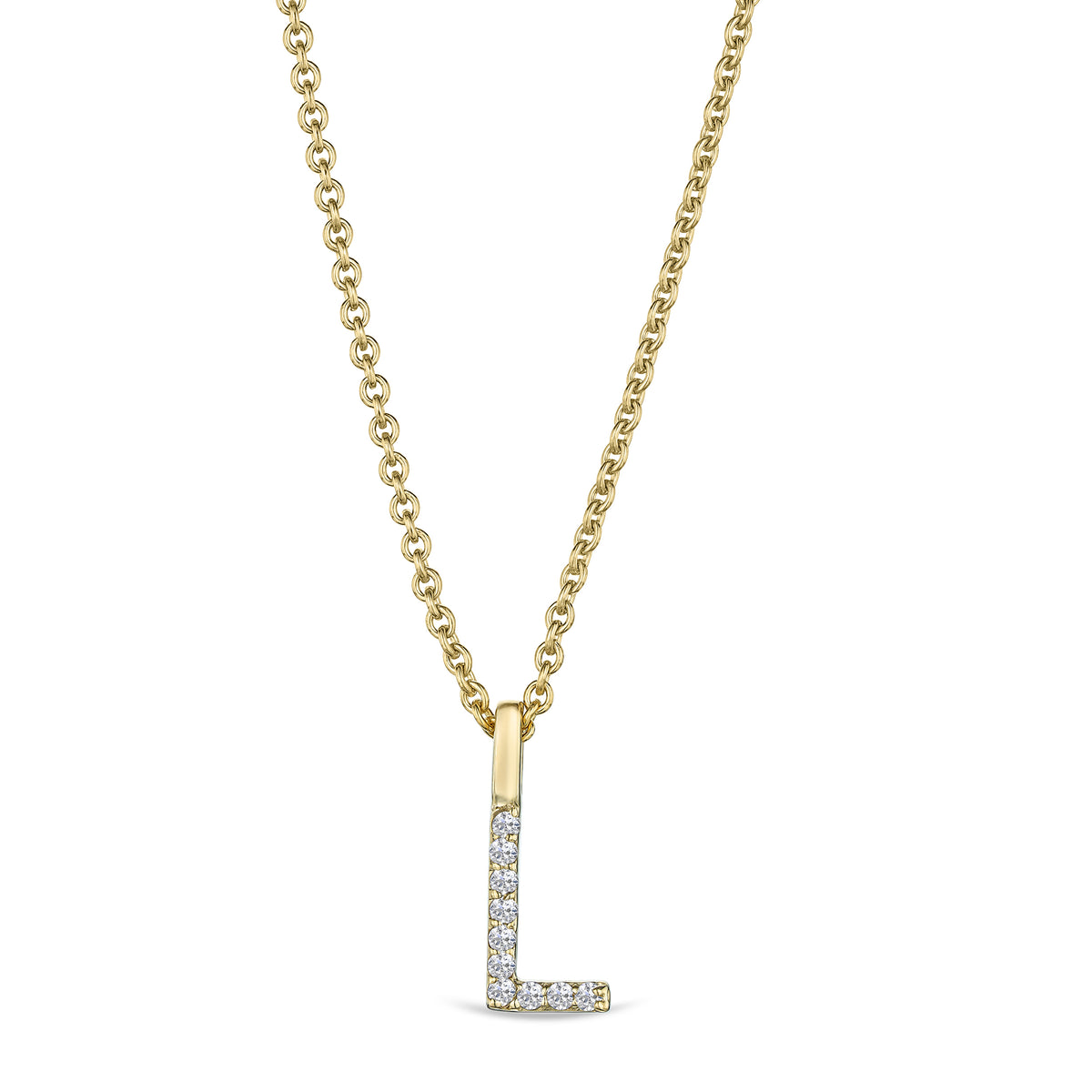 Love Letter Initial L Lab Diamond Necklace set in 9K Yellow Gold