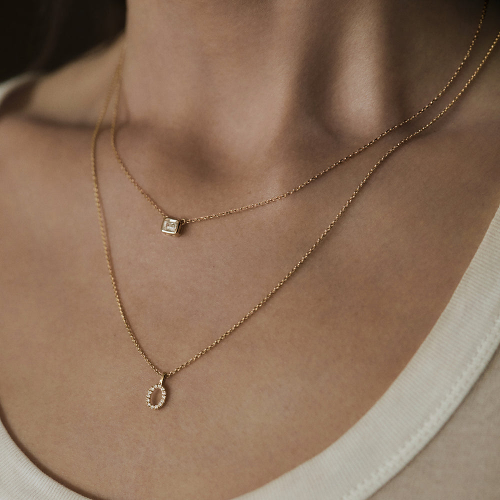 Love Letter Initial C Lab Diamond Necklace set in 9K Yellow Gold