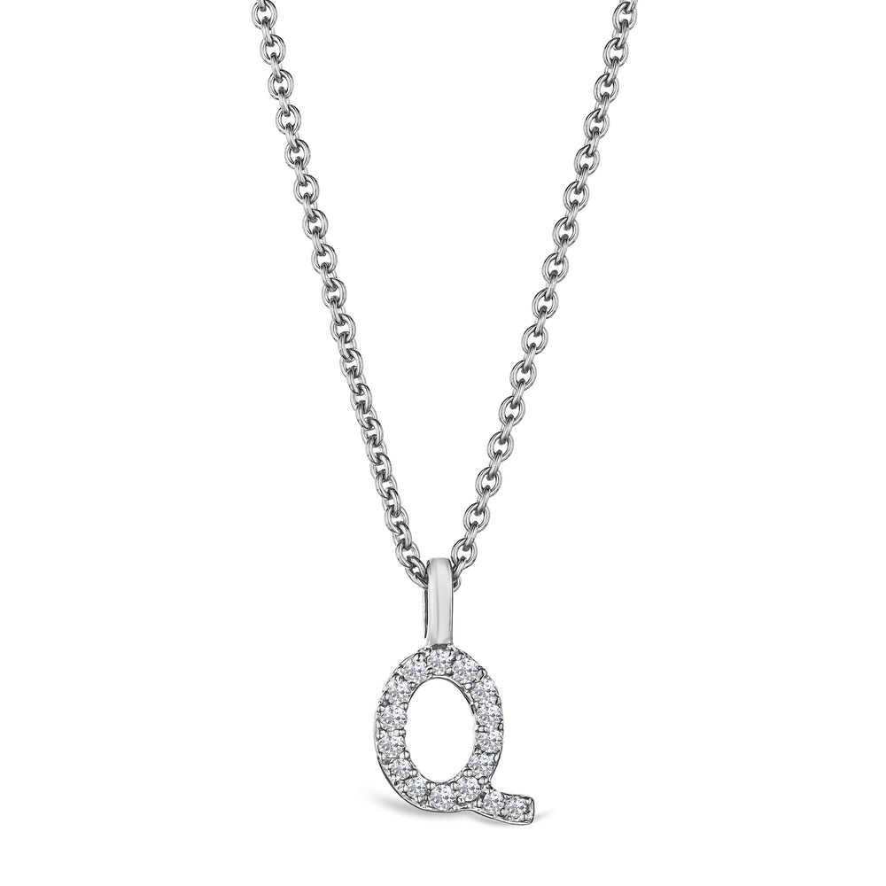 Love Letter Initial Q Lab Diamond Necklace set in 9K White Gold