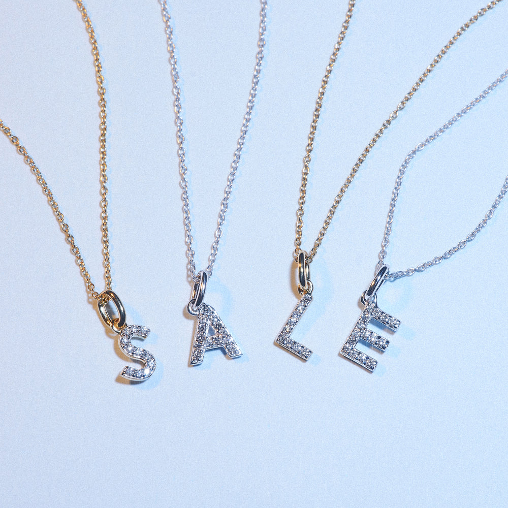 Love Letter Initial L Lab Diamond Necklace set in 18K Gold Vermeil