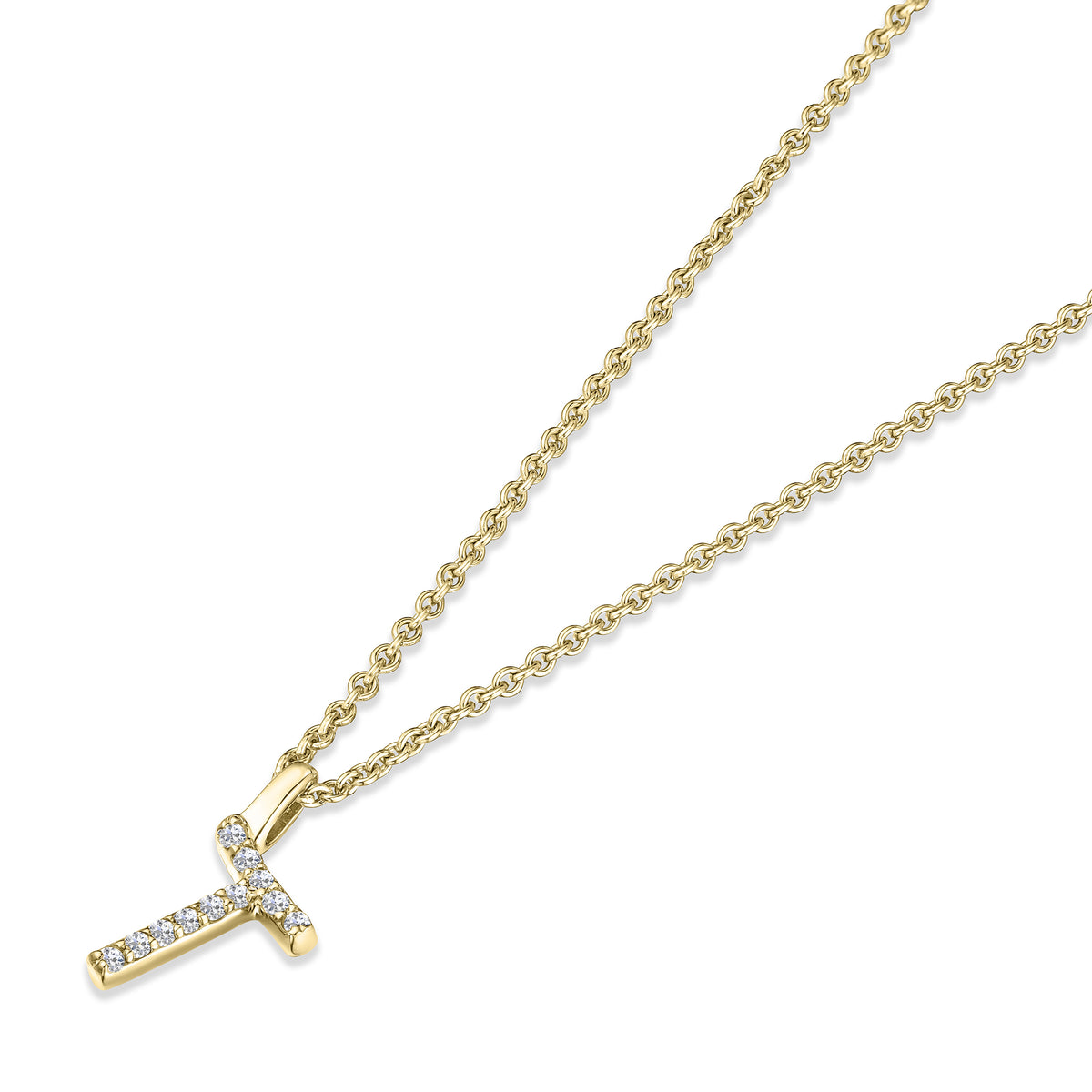 Love Letter Initial T Lab Diamond Necklace set in 9K Yellow Gold