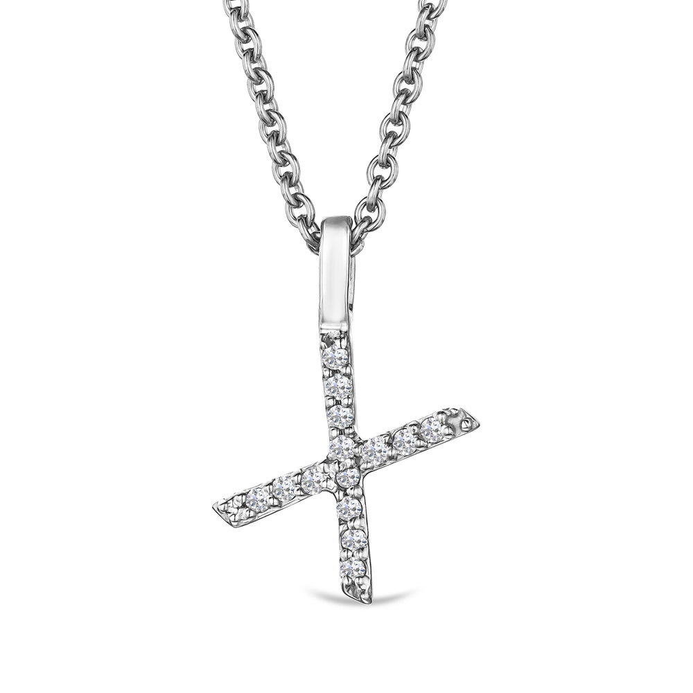 Love Letter Initial X Lab Diamond Necklace set in 9K White Gold