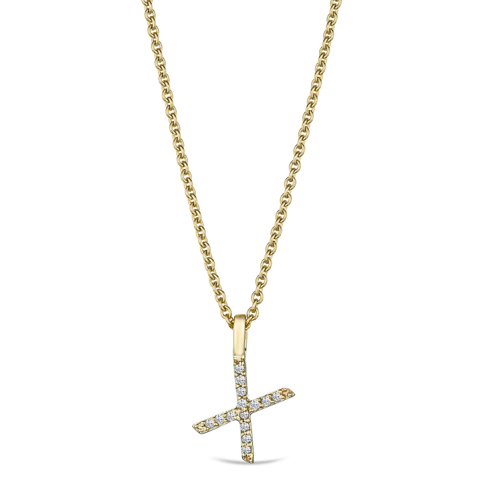Love Letter Initial X Lab Diamond Necklace set in 9K Yellow Gold