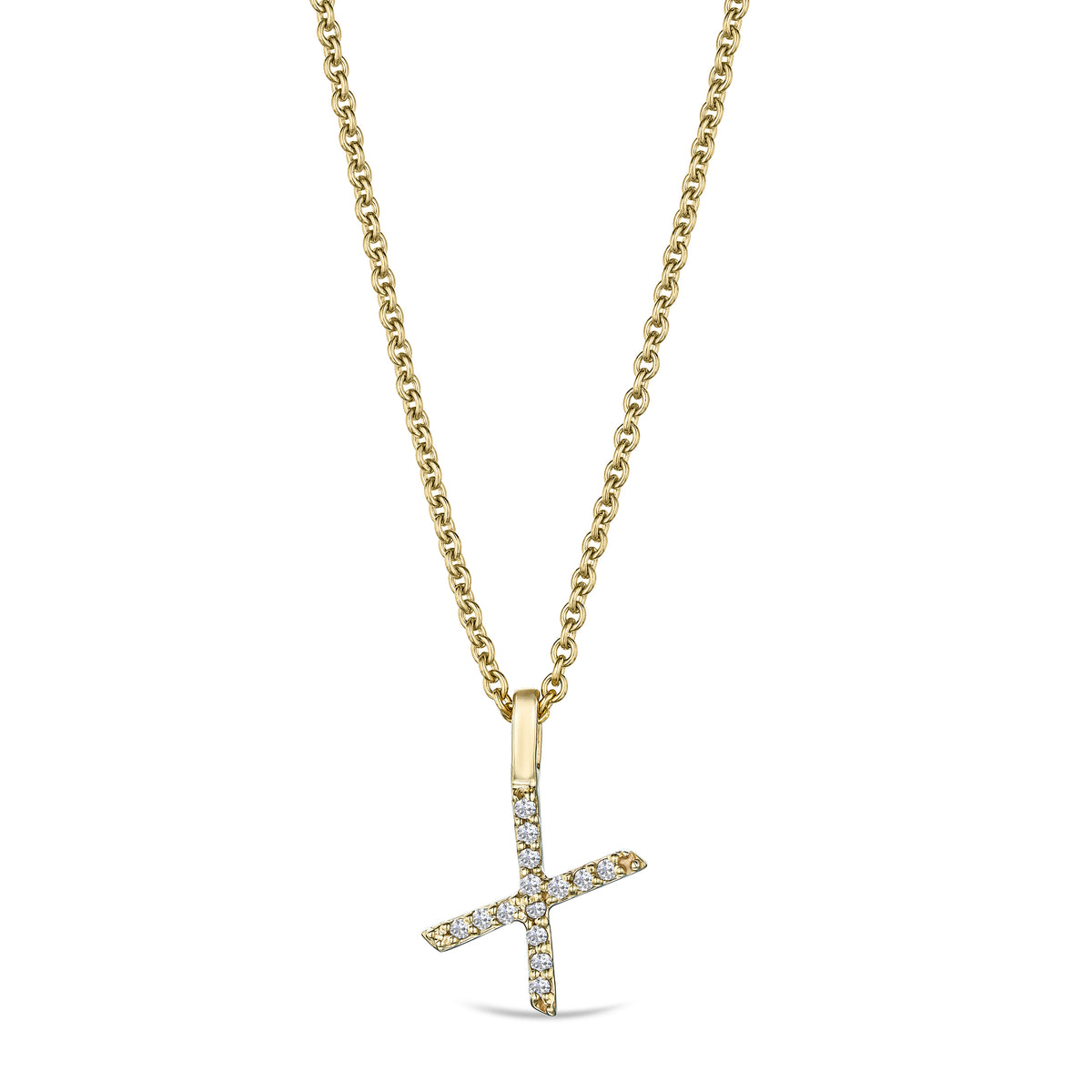 Love Letter Initial X Lab Diamond Necklace set in 9K Yellow Gold