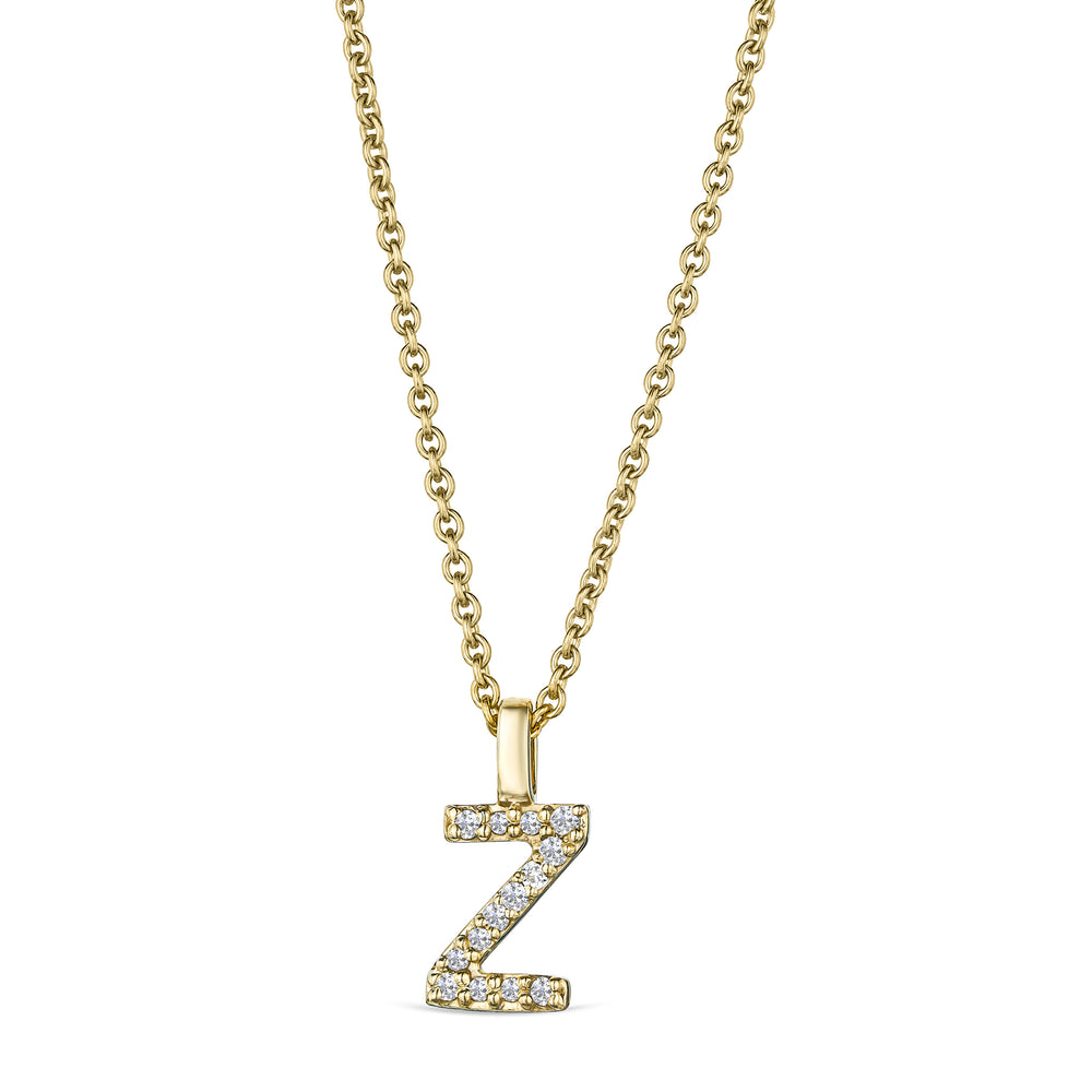 Love Letter Initial Z Lab Diamond Necklace set in 9K Yellow Gold
