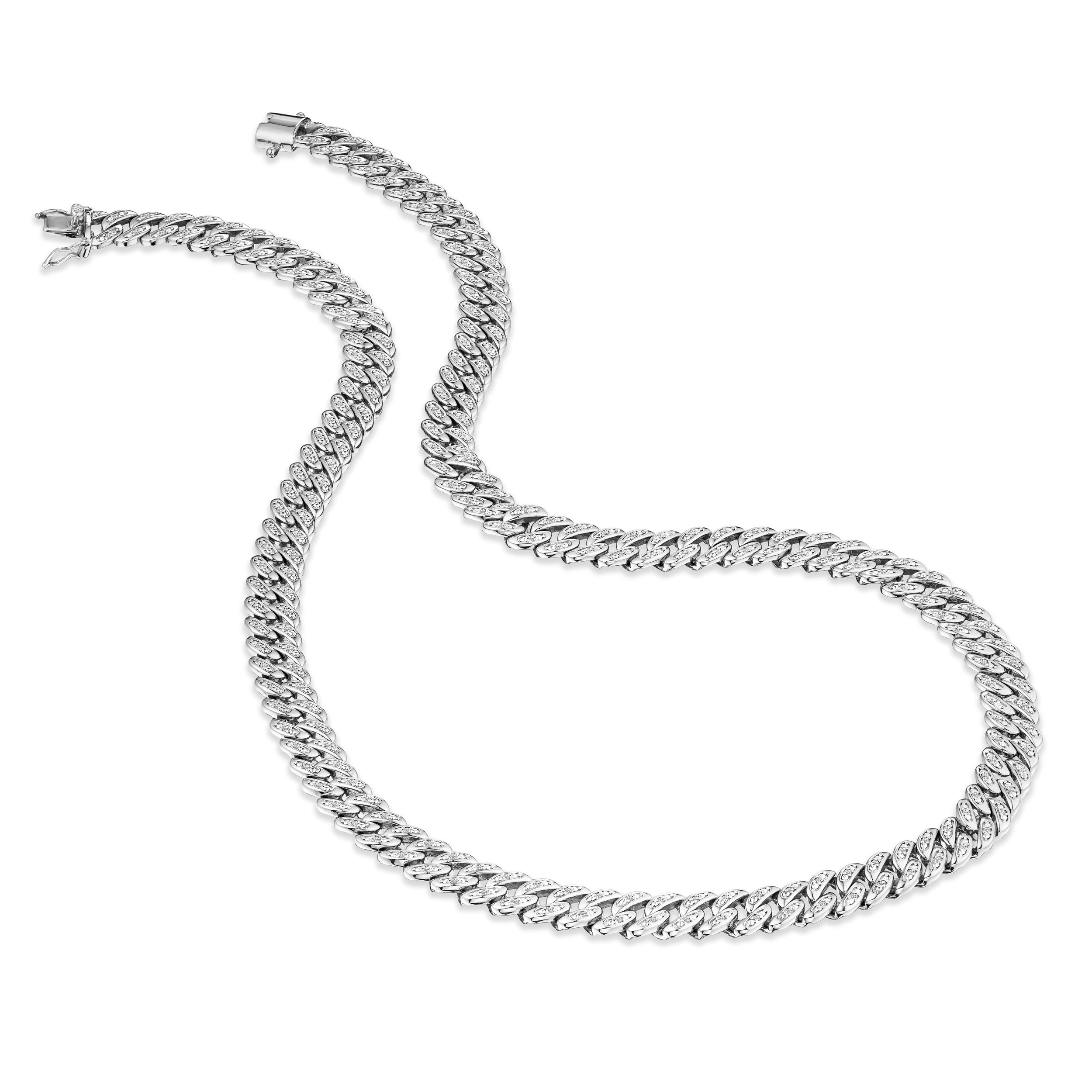 21 Inch Havana Cuban Lab Diamond Necklace 1.20ct Set in 925 Silver