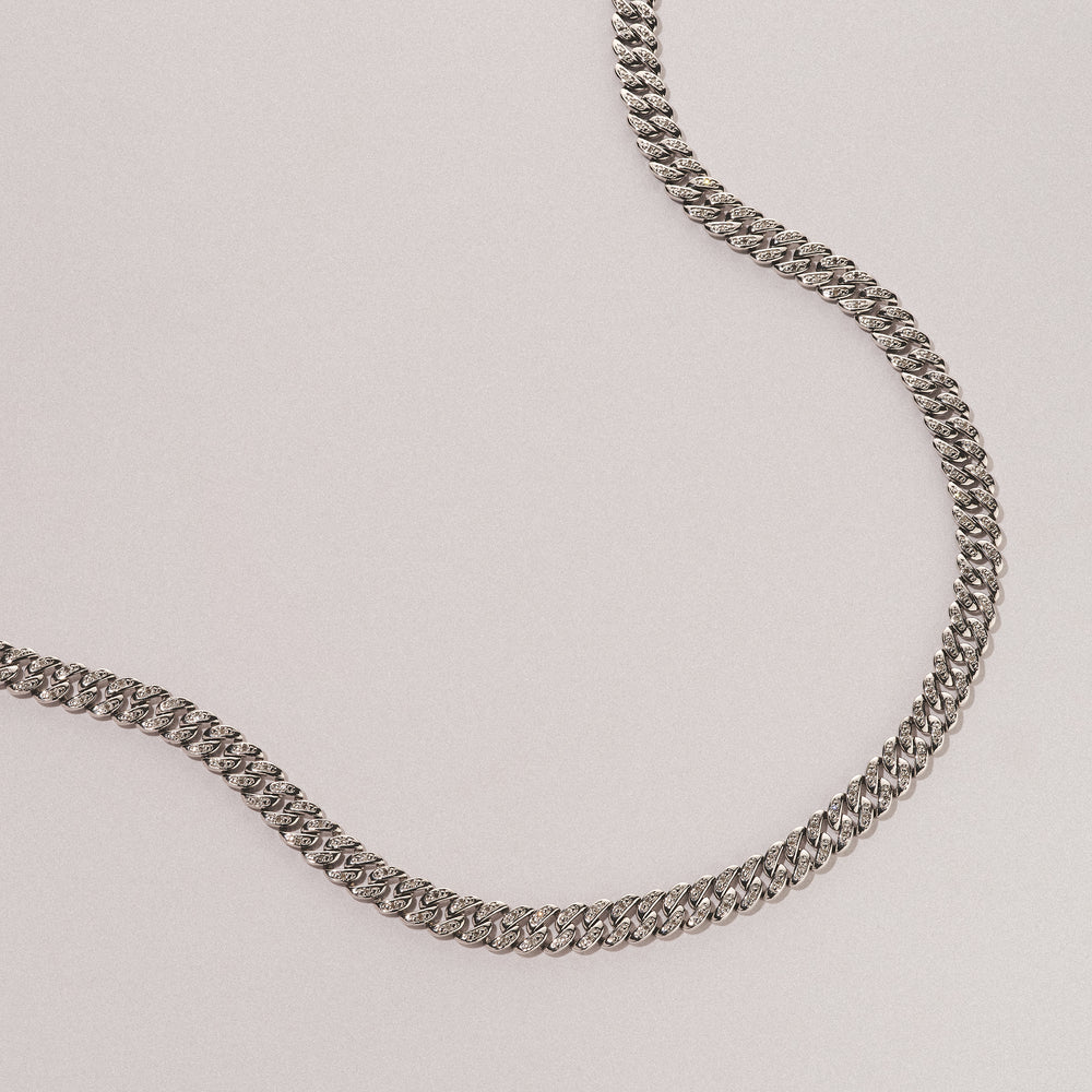 21 Inch Havana Cuban Lab Diamond Necklace 1.20ct Set in 925 Silver