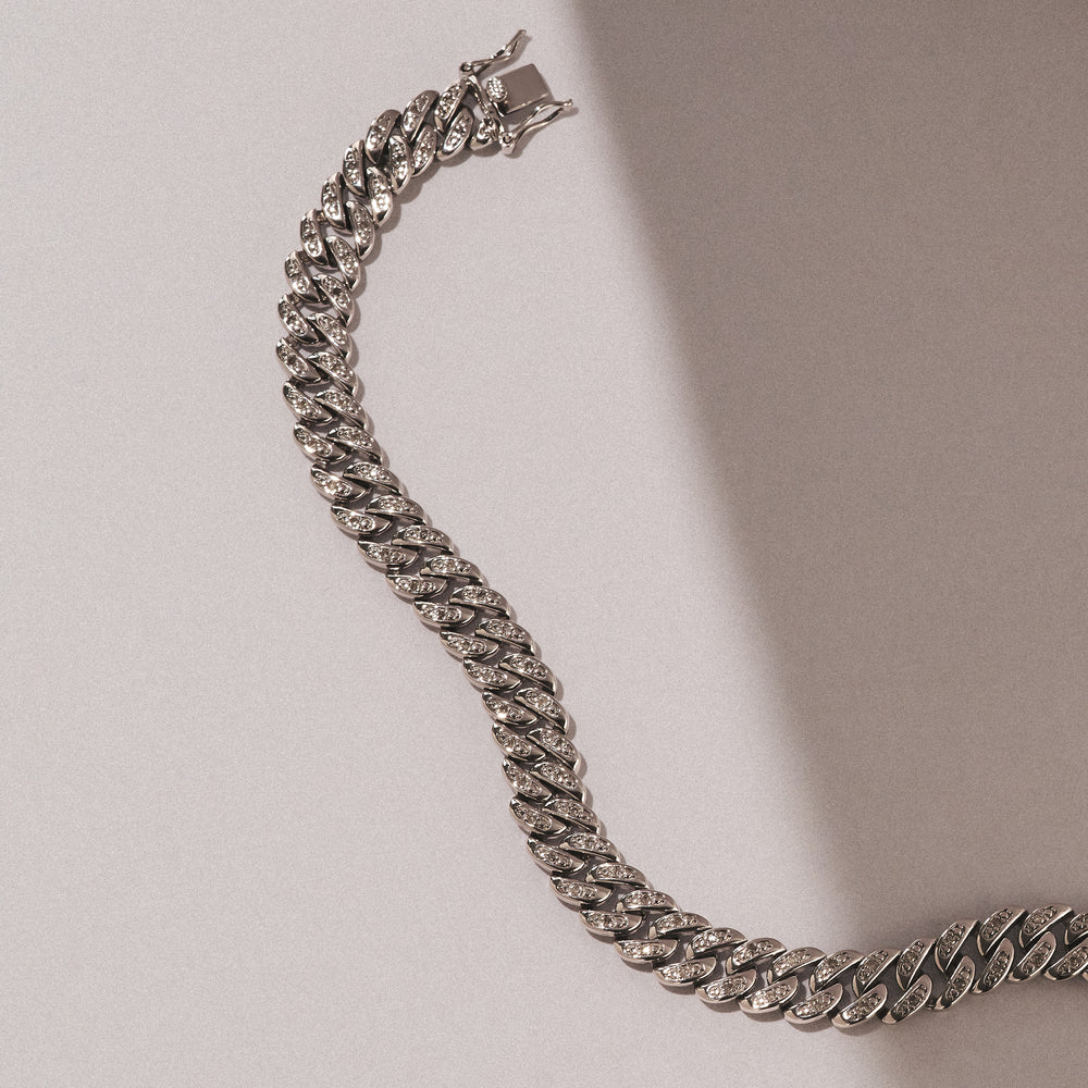 21 Inch Havana Cuban Lab Diamond Necklace 1.20ct Set in 925 Silver