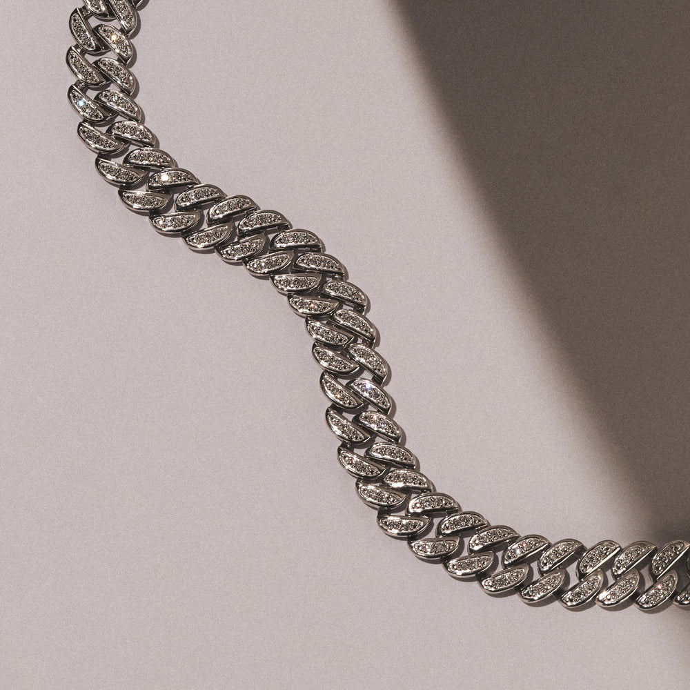 21 Inch Havana Cuban Lab Diamond Necklace 8.00ct Set in 925 Silver
