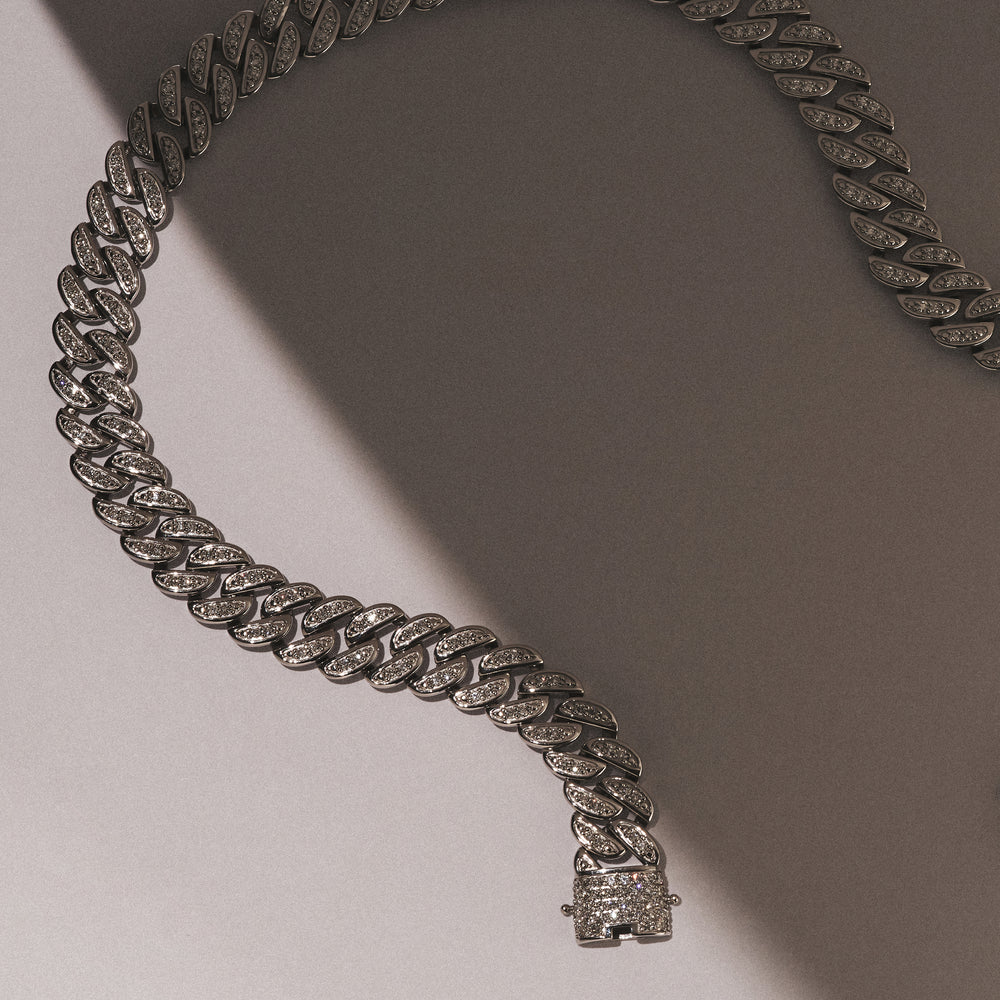 21 Inch Havana Cuban Lab Diamond Necklace 8.00ct Set in 925 Silver