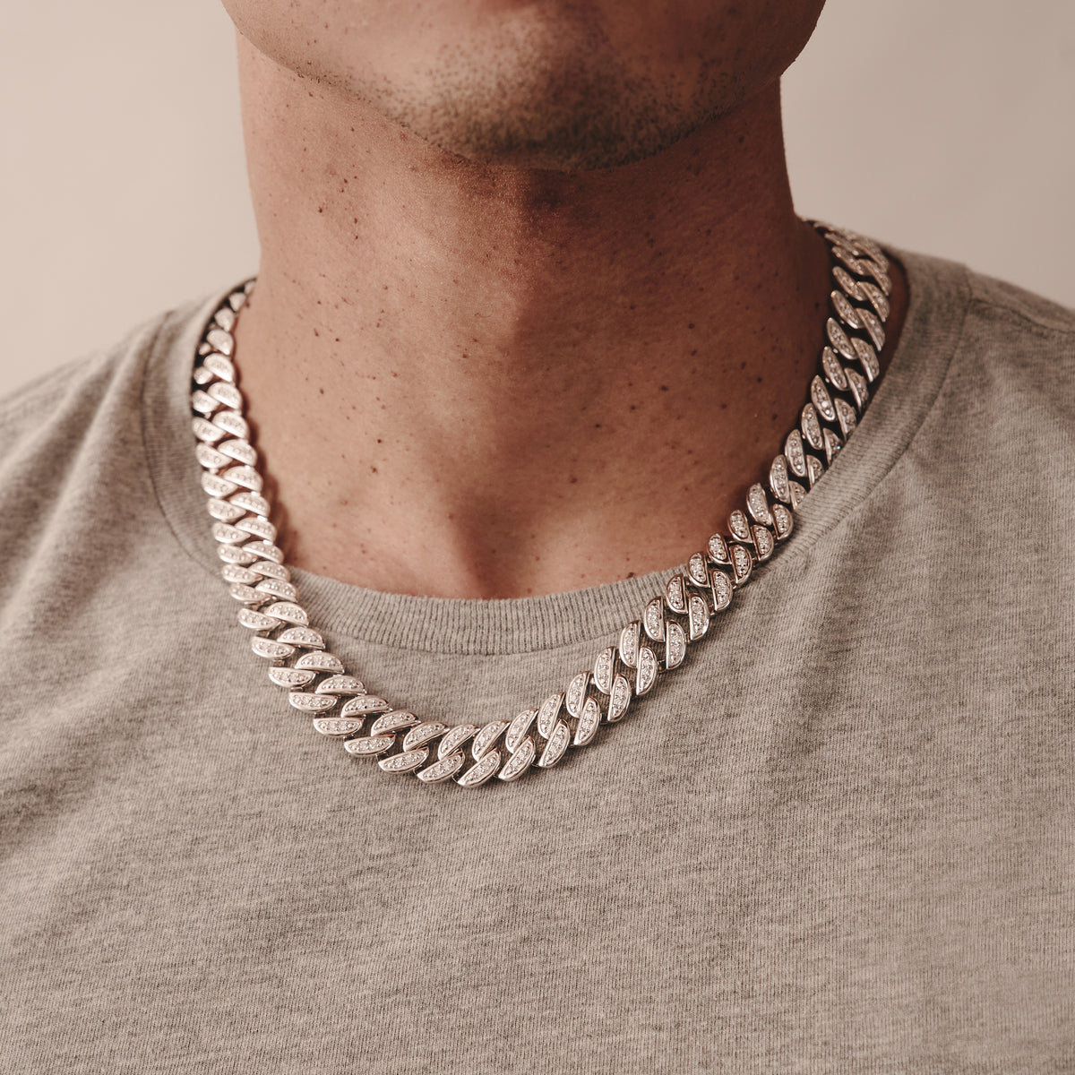 21 Inch Havana Cuban Lab Diamond Necklace 8.00ct Set in 925 Silver