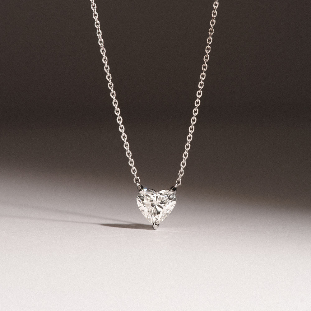 Wanderlust Floating Heart Cut Lab Diamond Solitaire Necklace 1.00ct H/SI in 9K White Gold