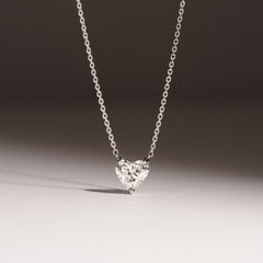 Wanderlust Floating Heart Cut Lab Diamond Solitaire Necklace 1.00ct H/SI in 9K White Gold