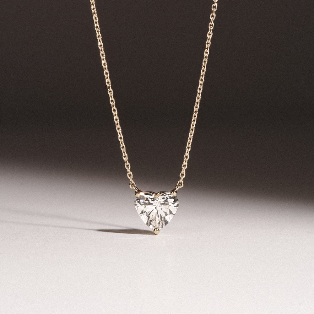 Wanderlust Floating Heart Cut Lab Diamond Solitaire Necklace 1.00ct H/SI in 9K Gold