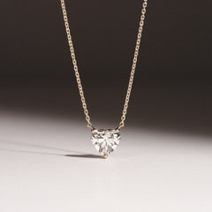 Wanderlust Floating Heart Cut Lab Diamond Solitaire Necklace 1.00ct H/SI in 9K Gold