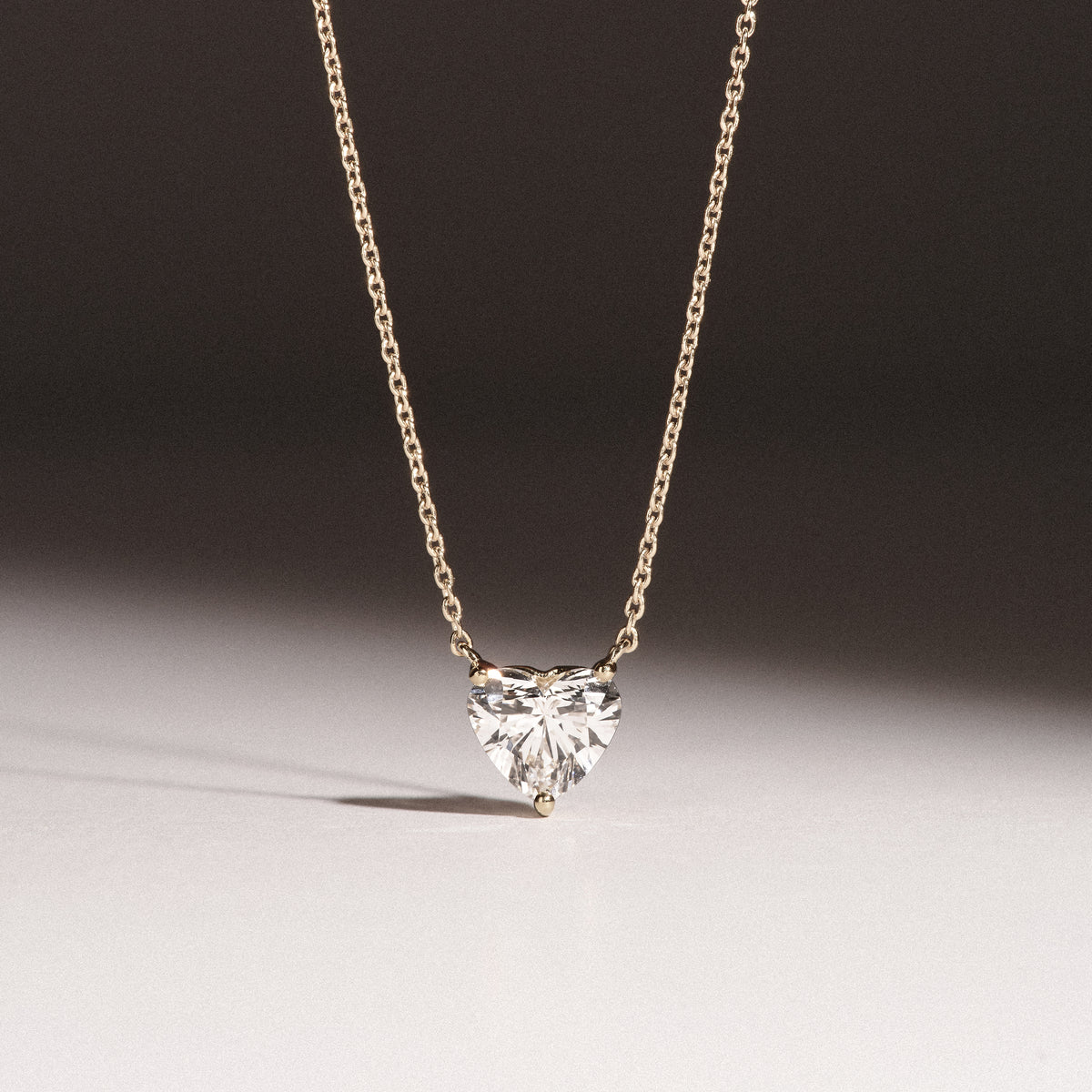 Wanderlust Floating Heart Cut Lab Diamond Solitaire Necklace 1.00ct H/SI in 9K Gold