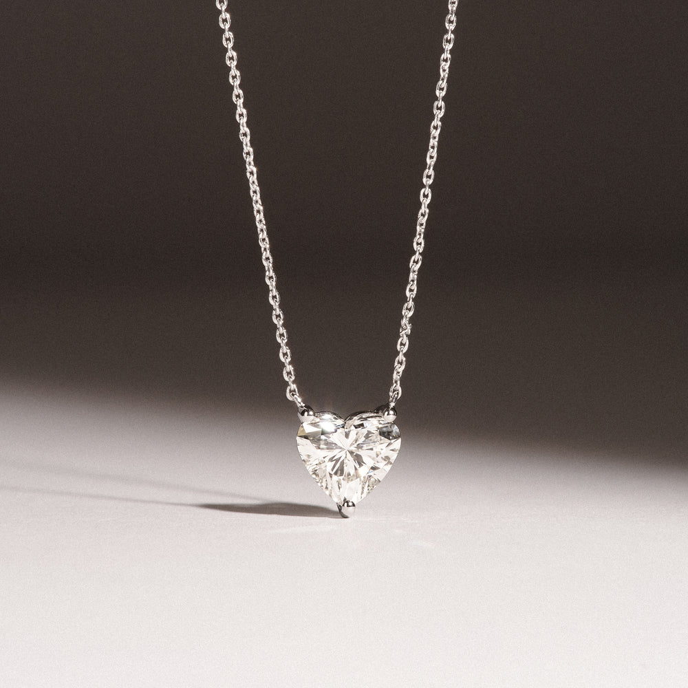 Wanderlust Floating Heart Cut Lab Diamond Solitaire Necklace 1.50ct H/SI in 9K White Gold
