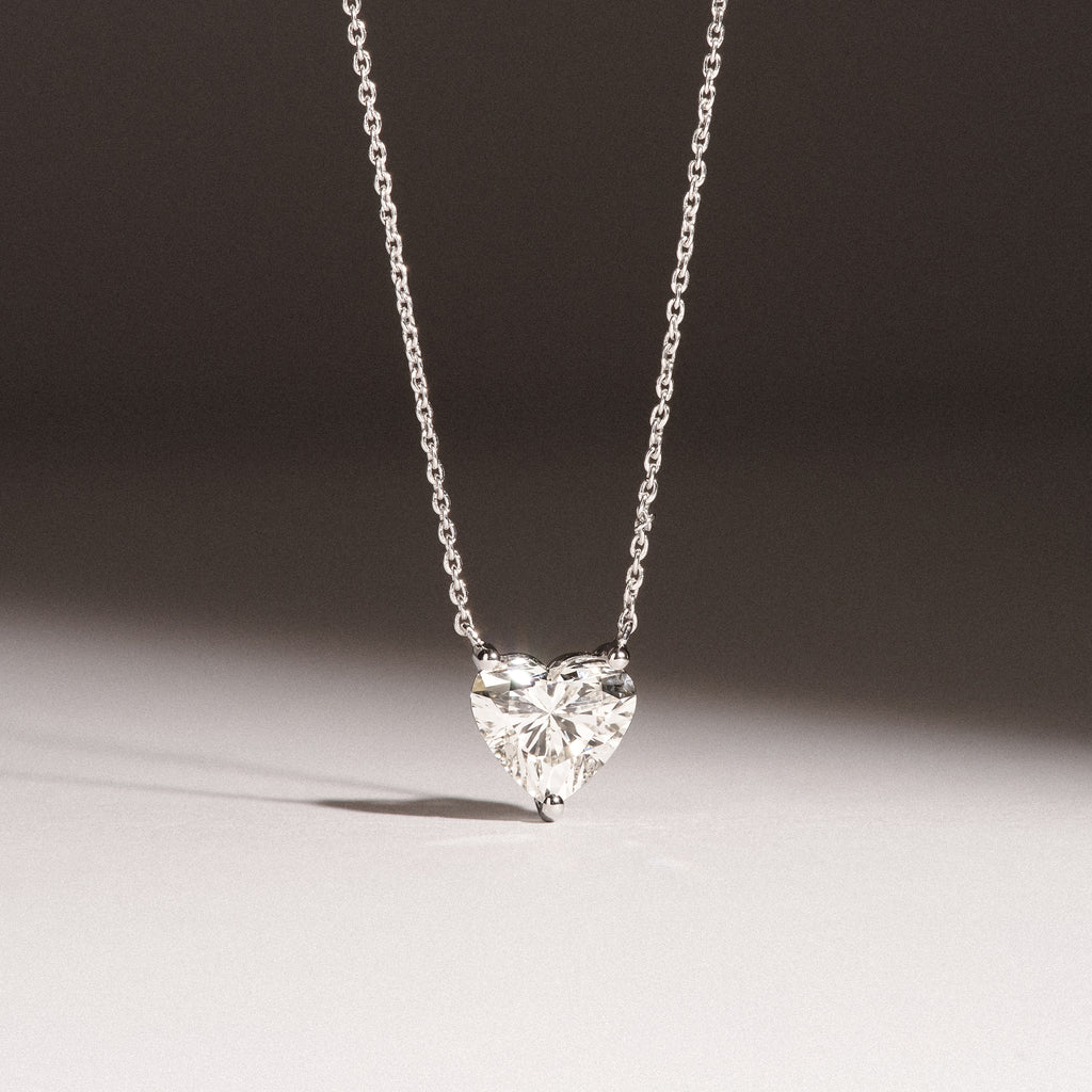 Wanderlust Floating Heart Cut Lab Diamond Solitaire Necklace 1.50ct H/SI in 9K White Gold