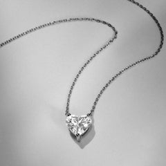 Wanderlust Floating Heart Cut Lab Diamond Solitaire Necklace 1.50ct H/SI in 9K White Gold
