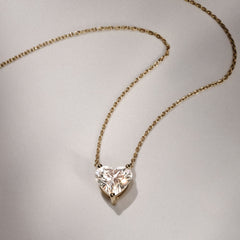 Wanderlust Floating Heart Cut Lab Diamond Solitaire Necklace 1.50ct H/SI in 9K Gold