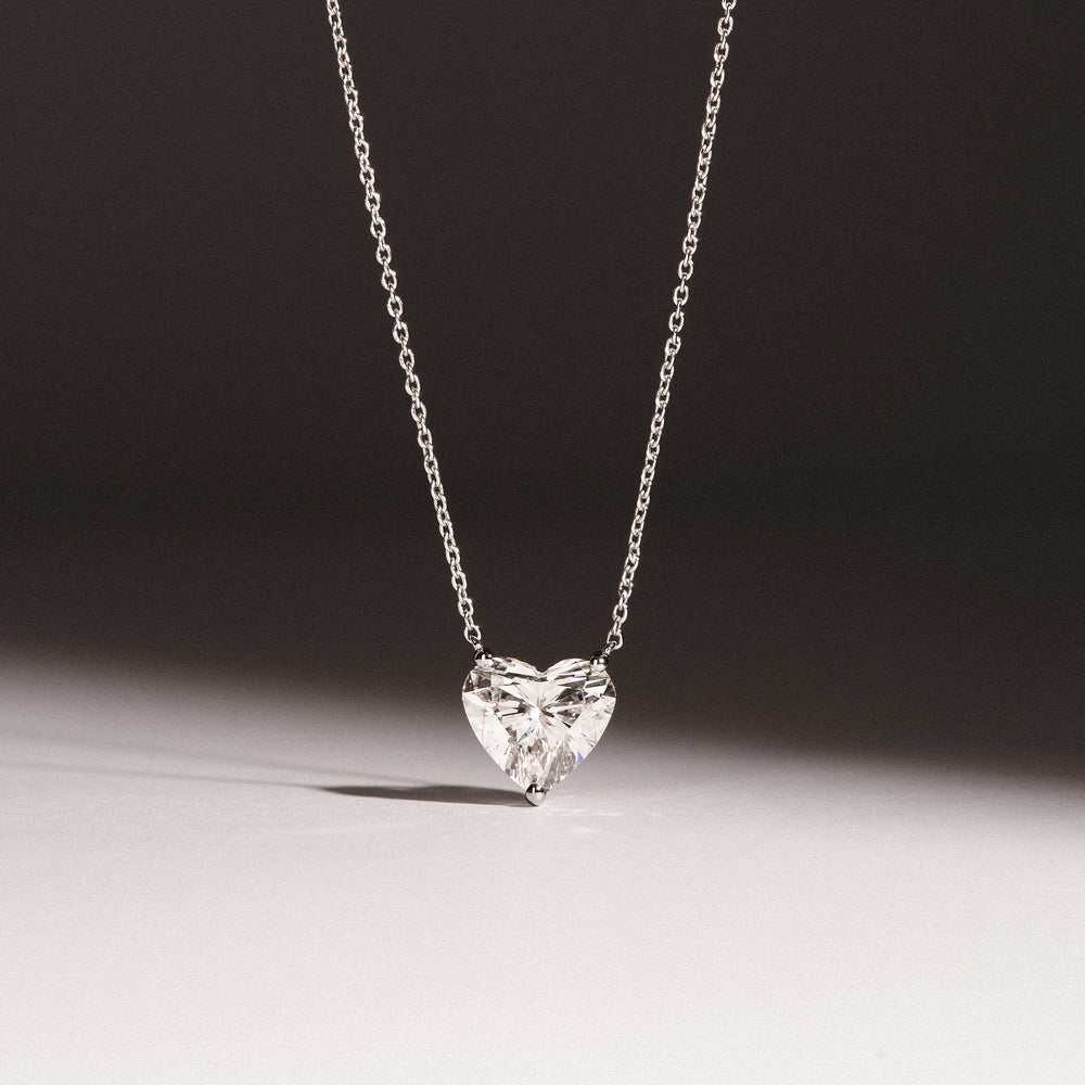 Wanderlust Floating Heart Cut Lab Diamond Solitaire Necklace 2.00ct H/SI in 9K White Gold