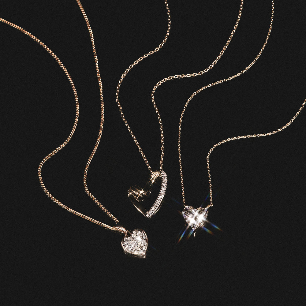 Lab Diamond Pave Heart Pendant Necklace 0.50ct H/Si in 9K Gold