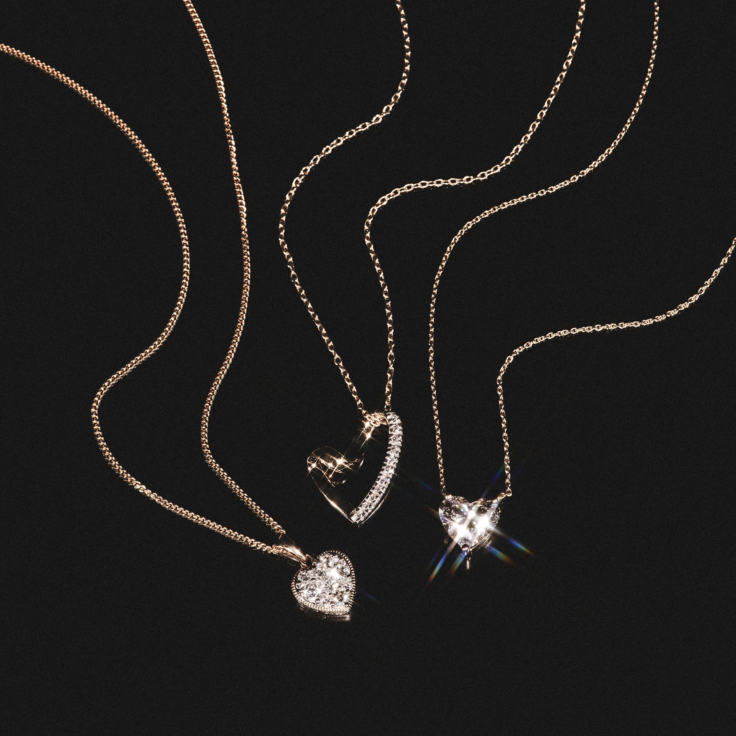 Lab Diamond Pave Heart Pendant Necklace 0.50ct H/Si in 9K Gold