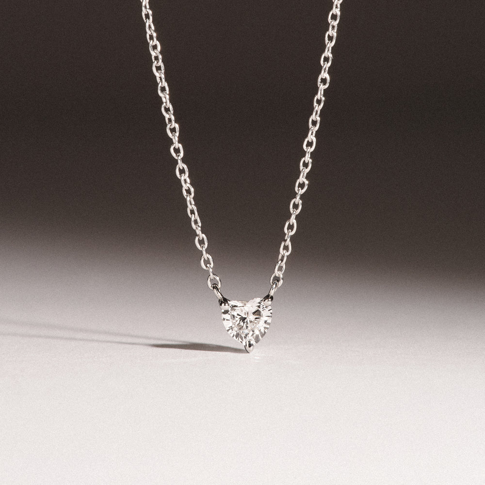 Wanderlust Floating Heart Cut Lab Diamond Solitaire Necklace 0.25ct H/SI in 925 Silver