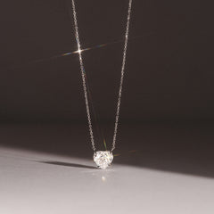 Wanderlust 3.00ct Floating Heart Cut Lab Diamond Necklaces in 9K White Gold