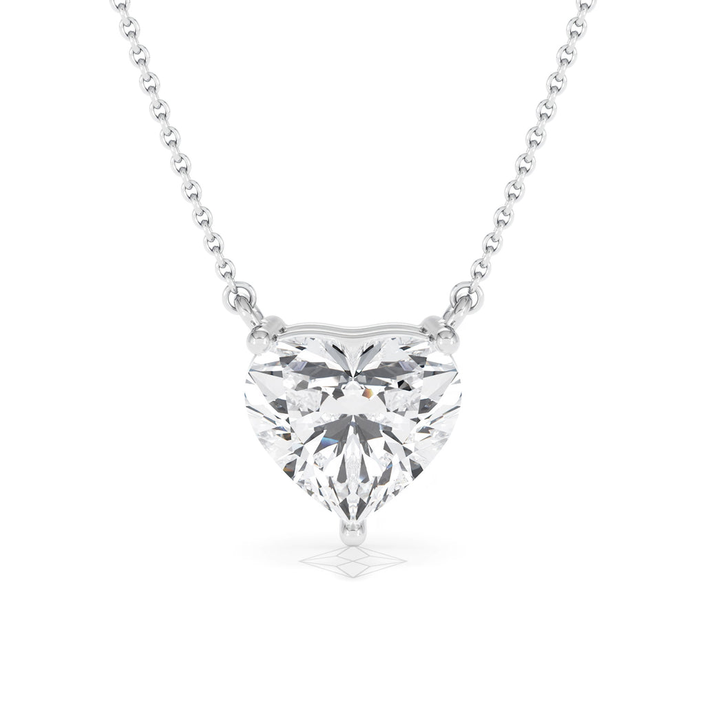 Wanderlust 3.00ct Floating Heart Cut Lab Diamond Necklaces in 9K White Gold