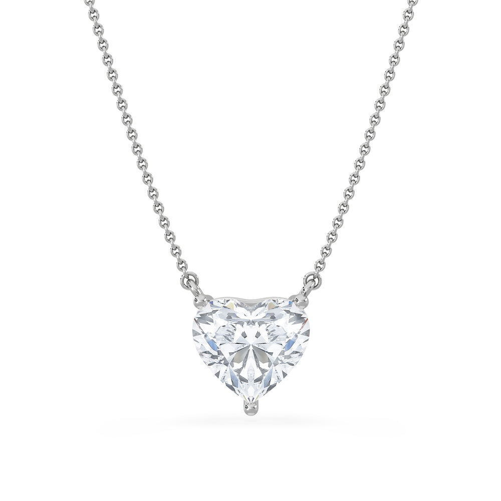 Wanderlust 3.00ct Floating Heart Cut Lab Diamond Necklaces in 9K White Gold
