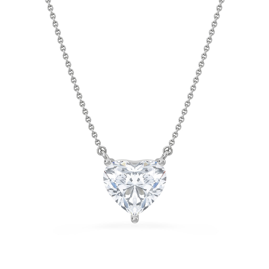 Wanderlust 3.00ct Floating Heart Cut Lab Diamond Necklaces in 9K White Gold