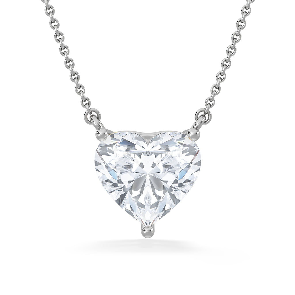 Wanderlust 3.00ct Floating Heart Cut Lab Diamond Necklaces in 9K White Gold