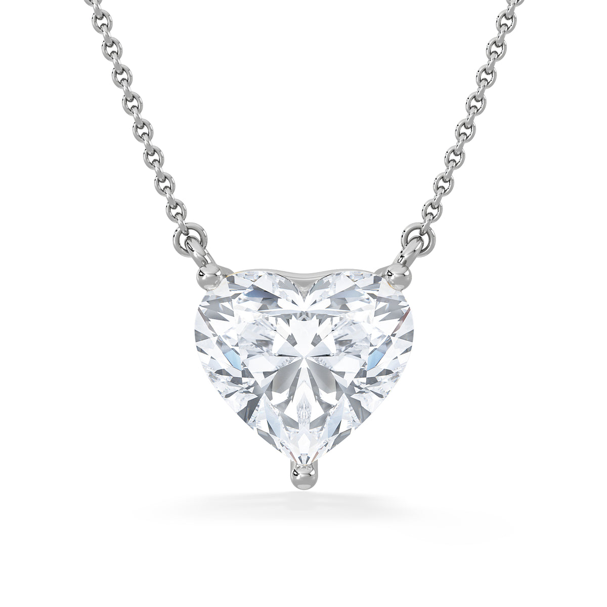 Wanderlust 3.00ct Floating Heart Cut Lab Diamond Necklaces in 9K White Gold