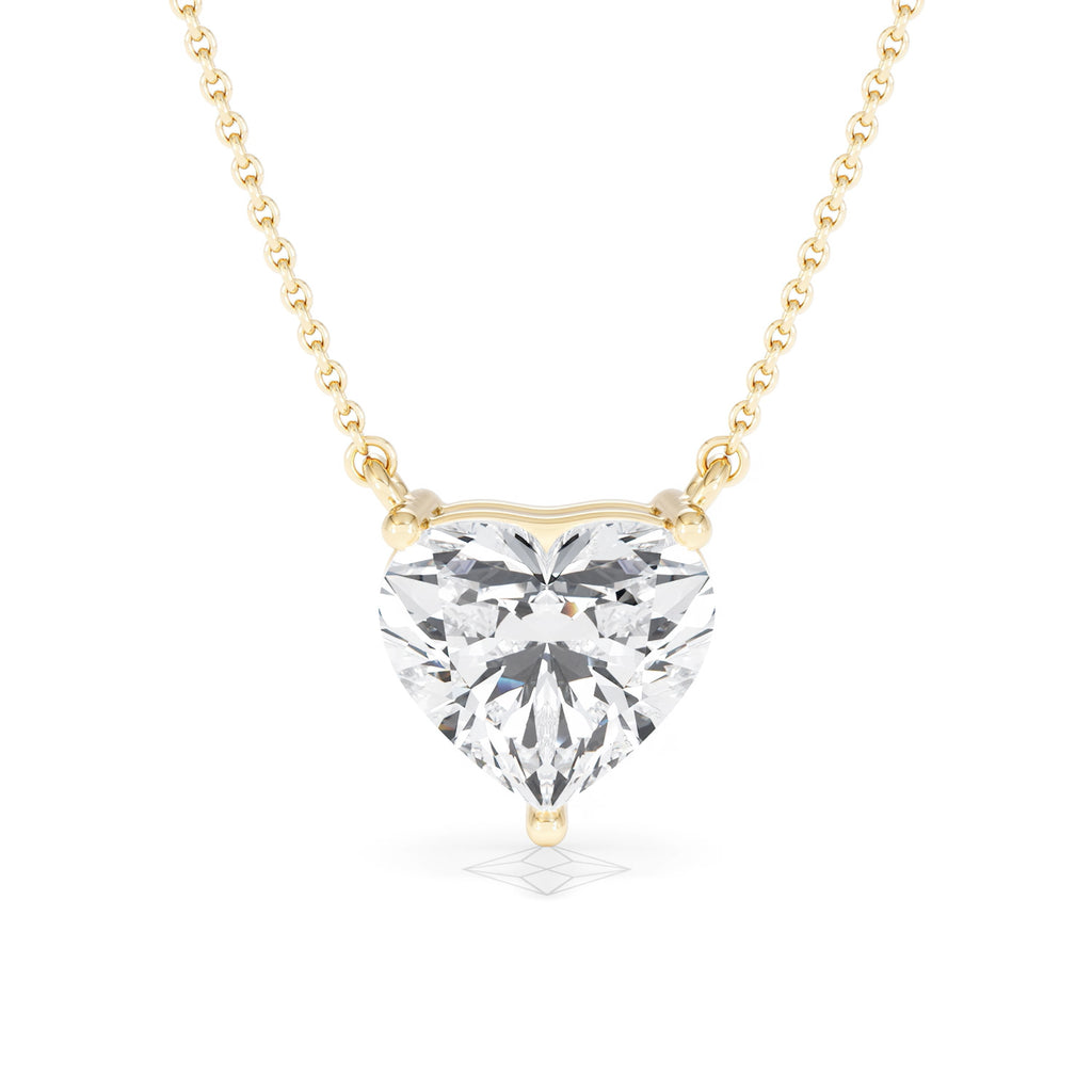 Wanderlust 3.00ct Floating Heart Cut Lab Diamond Necklaces in 9K Yellow Gold