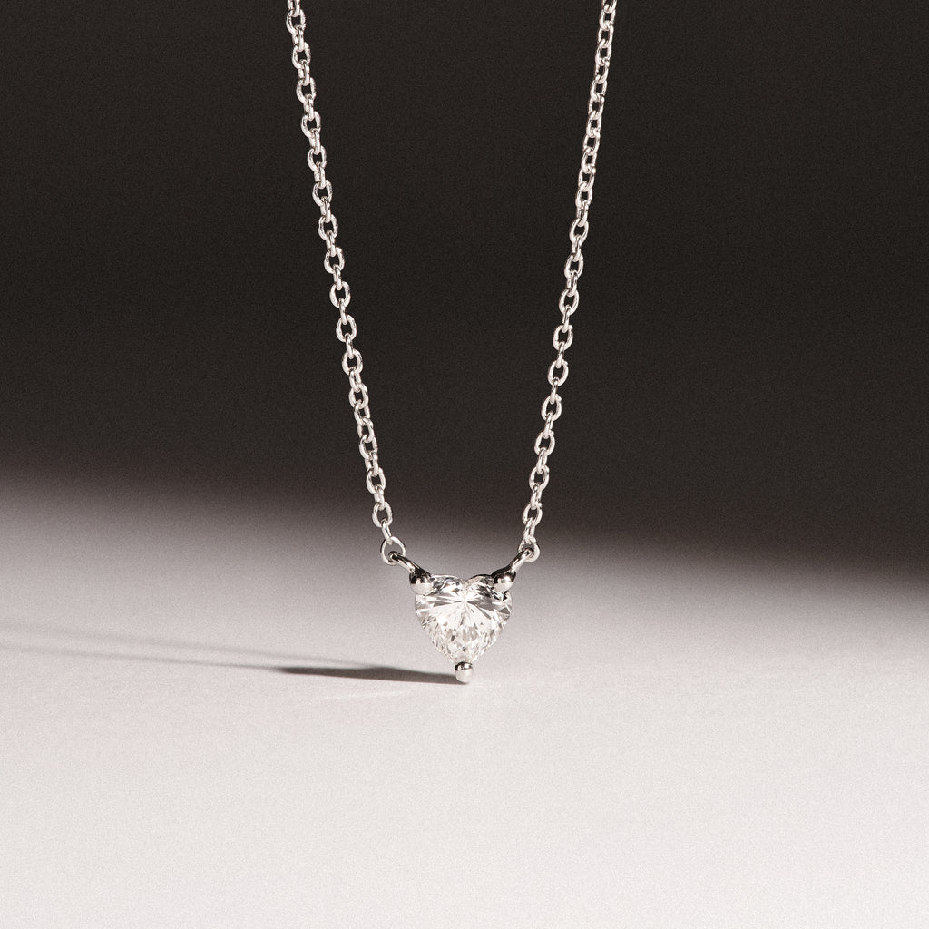 Wanderlust Floating Heart Cut Lab Diamond Solitaire Necklace 0.33ct H/SI in 925 Silver