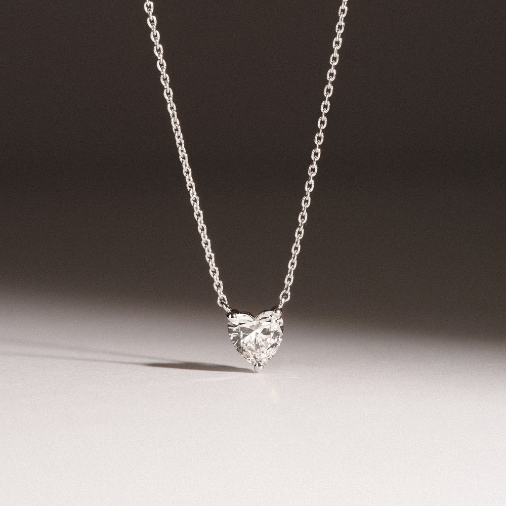 Wanderlust Floating Heart Cut Lab Diamond Solitaire Necklace 0.50ct H/SI in 9K White Gold