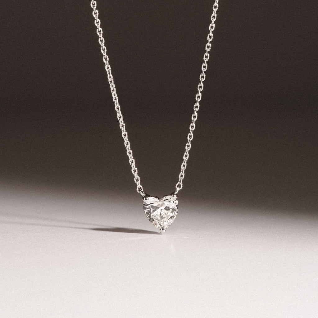Wanderlust Floating Heart Cut Lab Diamond Solitaire Necklace 0.50ct H/SI in 9K White Gold