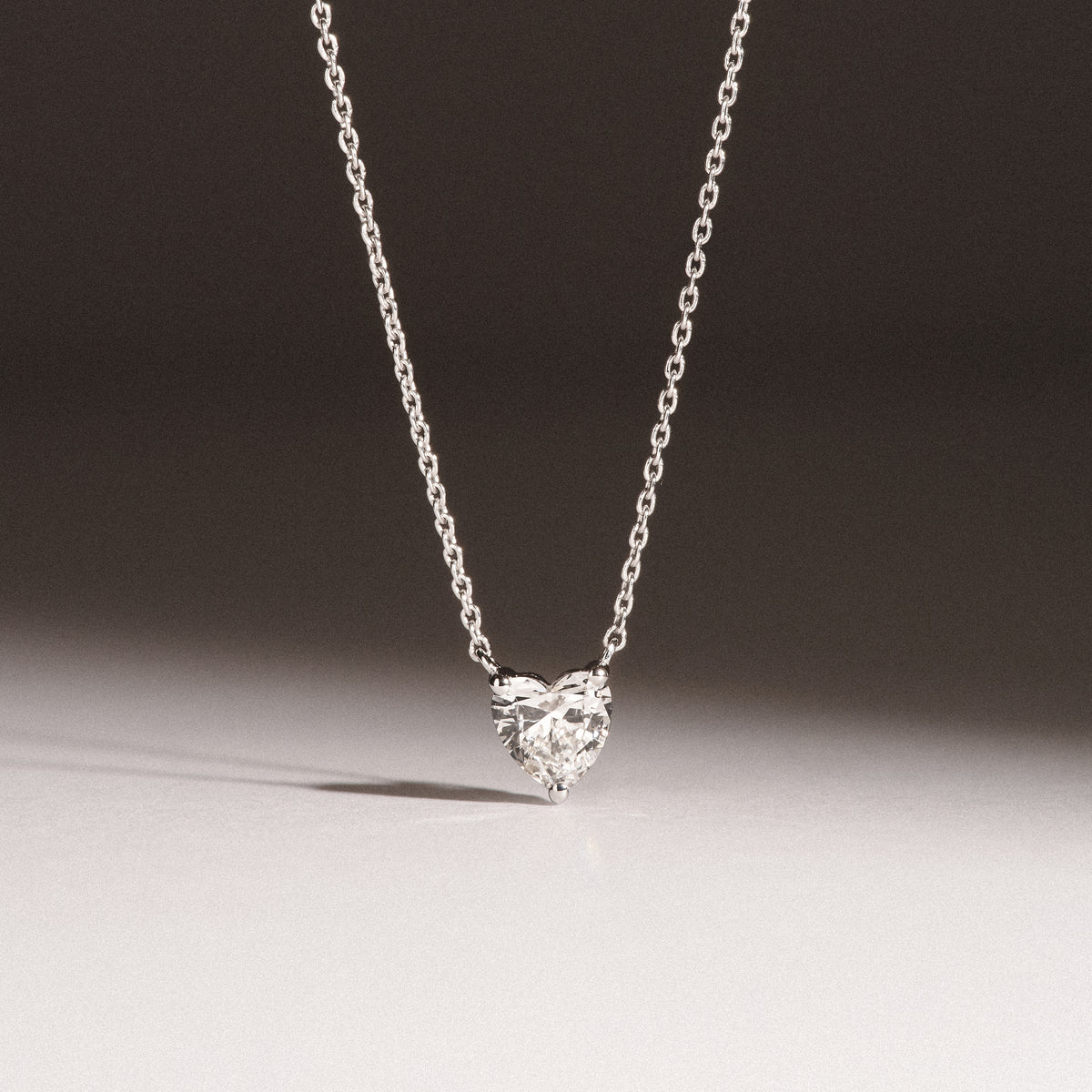 Wanderlust Floating Heart Cut Lab Diamond Solitaire Necklace 0.50ct H/SI in 9K White Gold