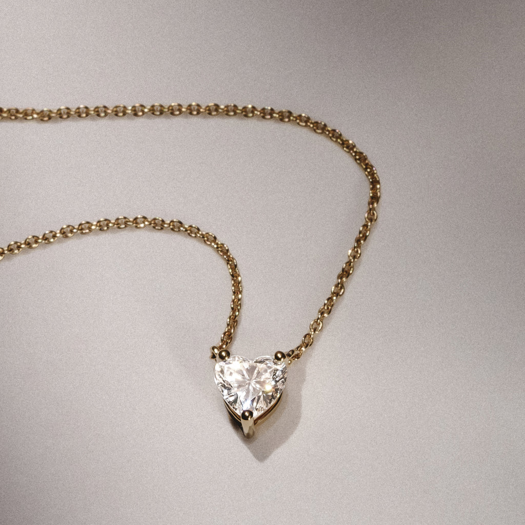 Wanderlust Floating Heart Cut Lab Diamond Solitaire Necklace 0.50ct H/SI in 9K Gold