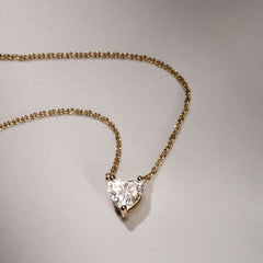 Wanderlust Floating Heart Cut Lab Diamond Solitaire Necklace 0.50ct H/SI in 9K Gold