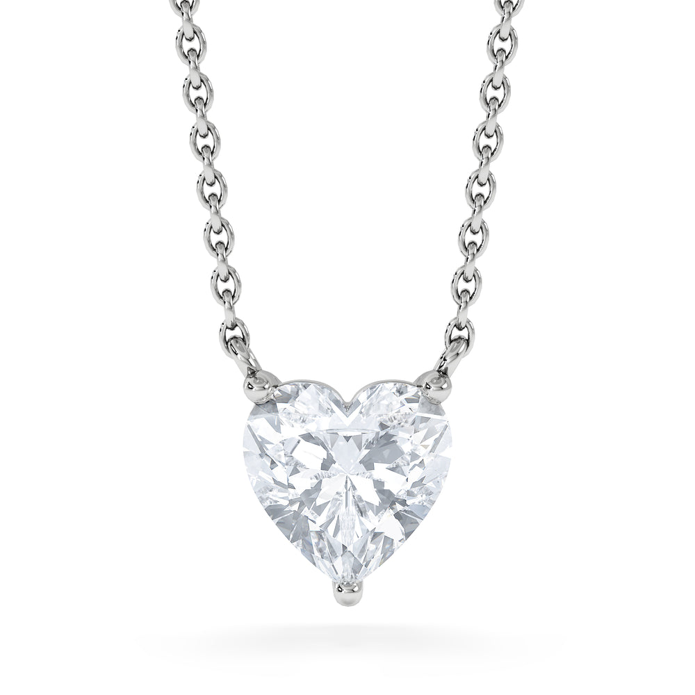 Wanderlust Floating Heart Cut Lab Diamond Solitaire Necklace 1.00ct H/SI in 9K White Gold