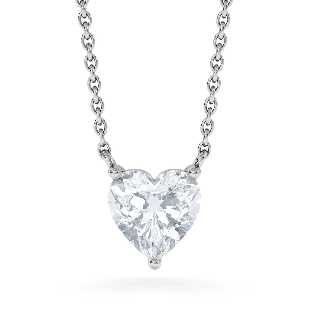 Wanderlust Floating Heart Cut Lab Diamond Solitaire Necklace 1.00ct H/SI in 9K White Gold